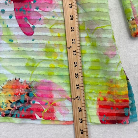 Soft Surroundings Blouse Top Size M Rainbow Floral Textured 3/4 Sleeve Stretch - Picture 9 of 11